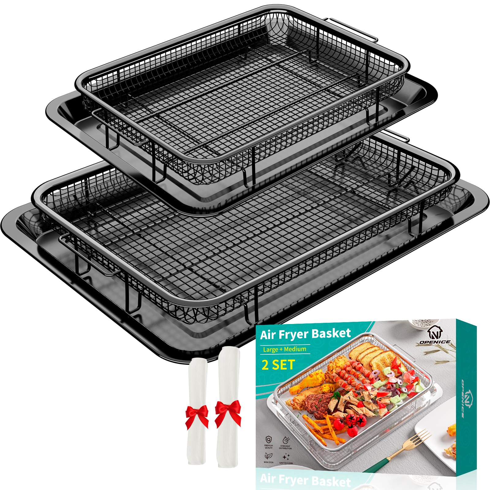 OPENICE large air fryer basket provides even air circulation for crispy results