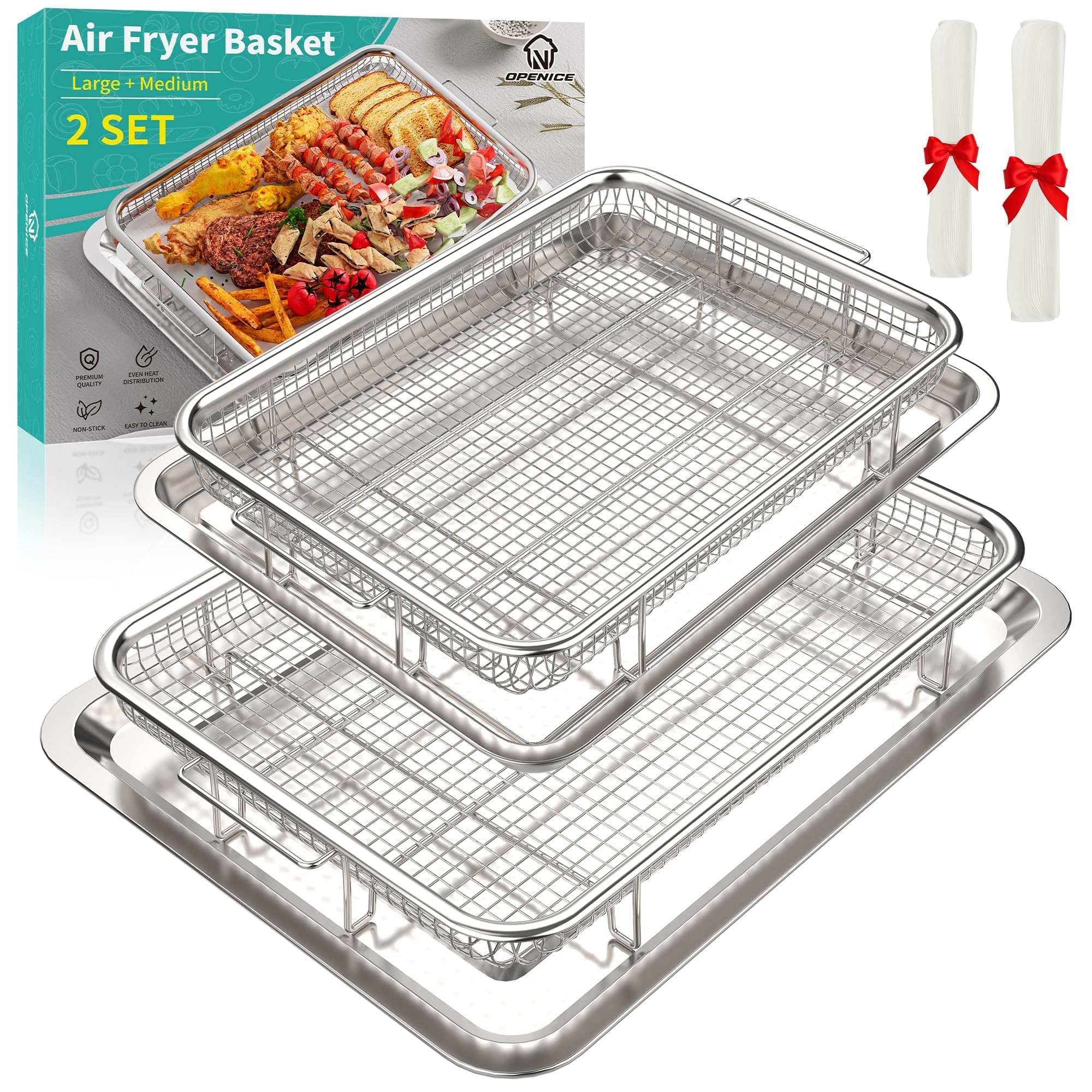 OPENICE large air fryer basket setup for versatile oven crisping and quick meals.
