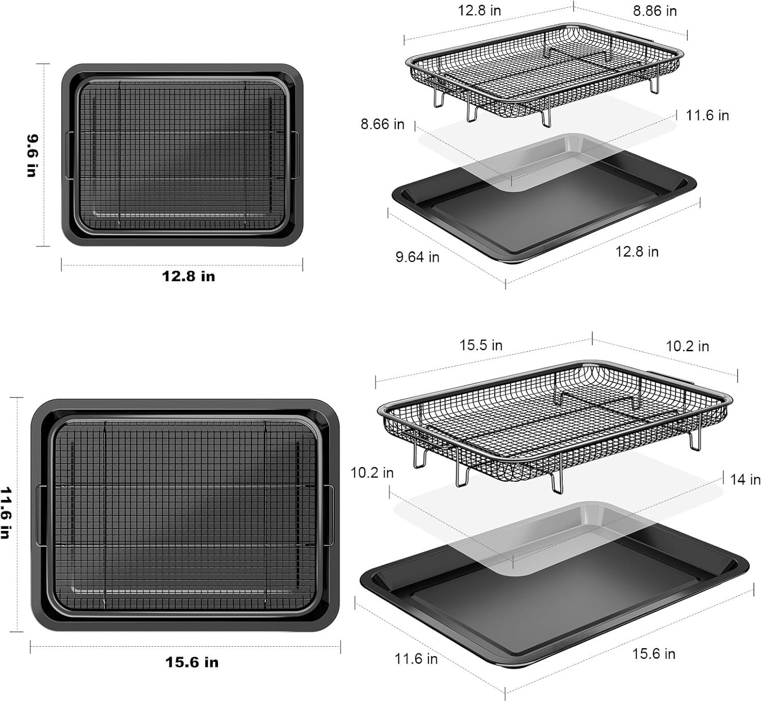 OPENICE large tray catches grease and crumbs to keep your oven cleaner