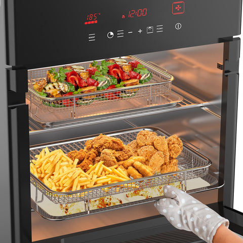 OPENICE medium air fryer tray demonstrates efficient air circulation and even browning.