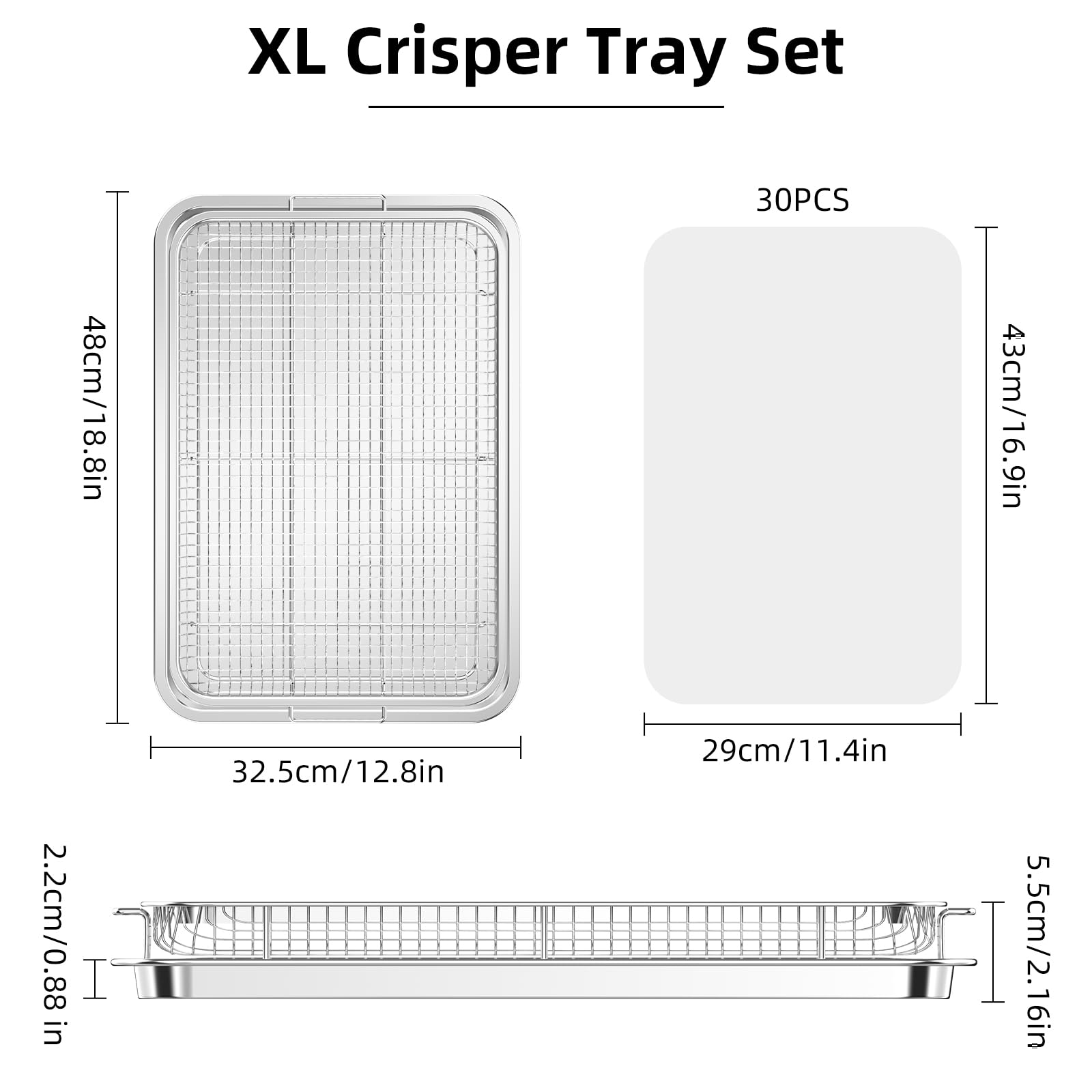 OPENICE stainless steel basket with 360-degree heat circulation for even browning