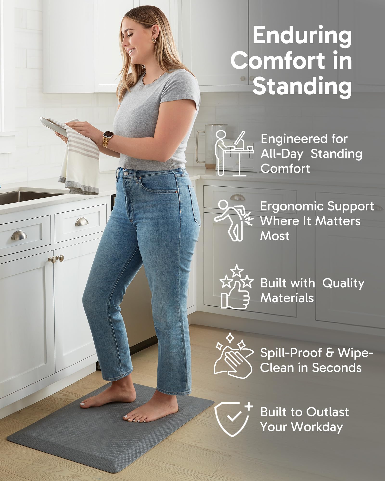 Ophanie mat grey textured surface enhances grip during prep