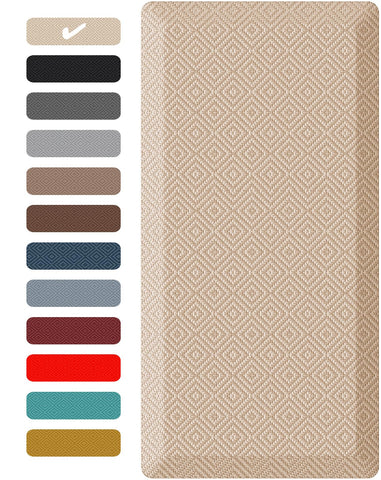 Ophanie kitchen mat with 0.75-inch cushion for comfortable standing at the prep area.