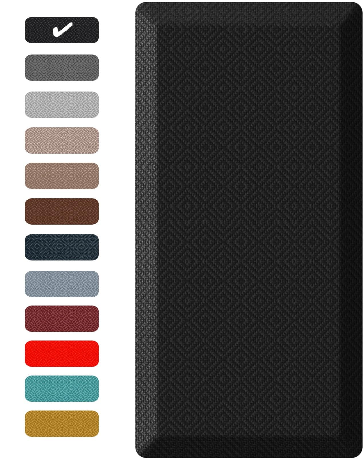 Ophanie kitchen mat close-up cushion highlights 0.75-inch thickness for comfortable standing.