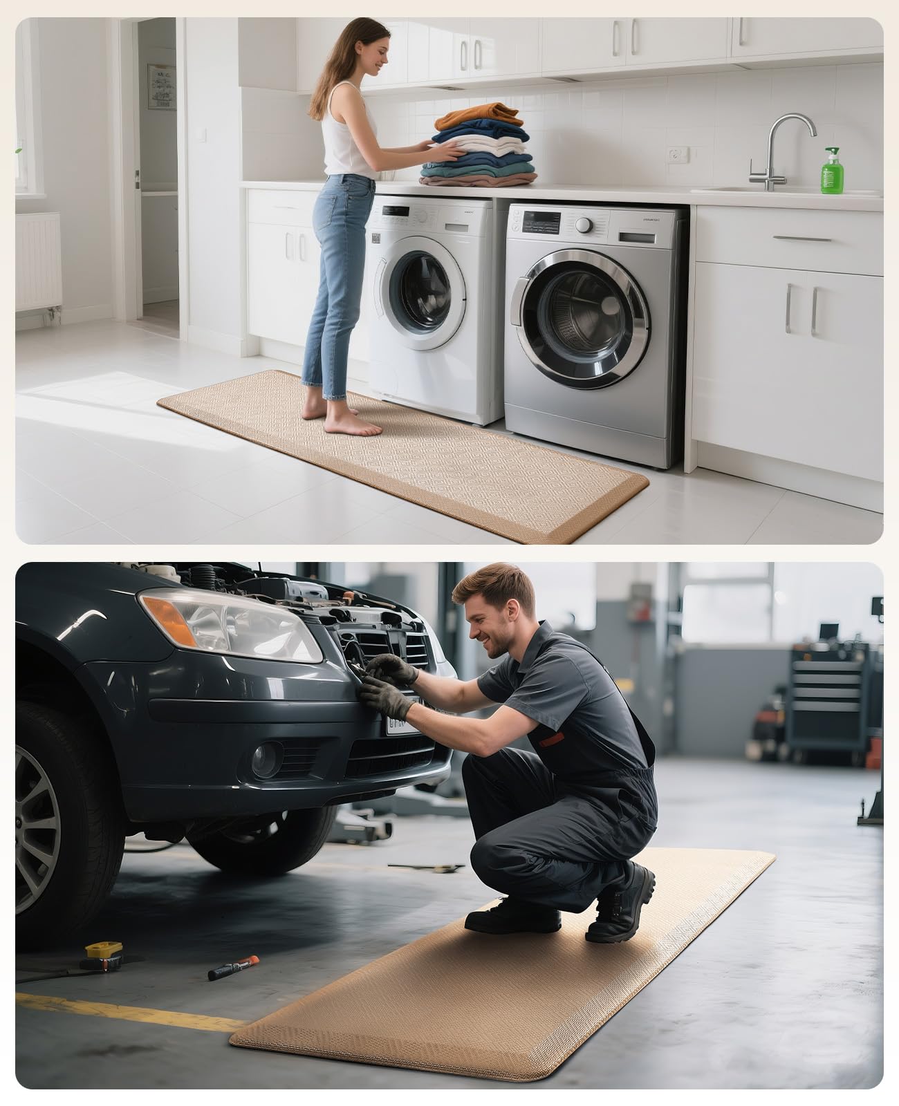 Ophanie beige mat suits kitchen and office spaces with style.