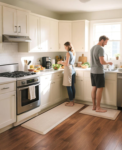 Ophanie mat is waterproof and easy to clean for sink areas.