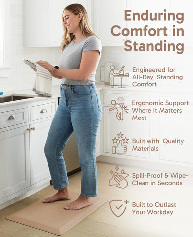 Ophanie mat features a high-density foam core for lasting support.