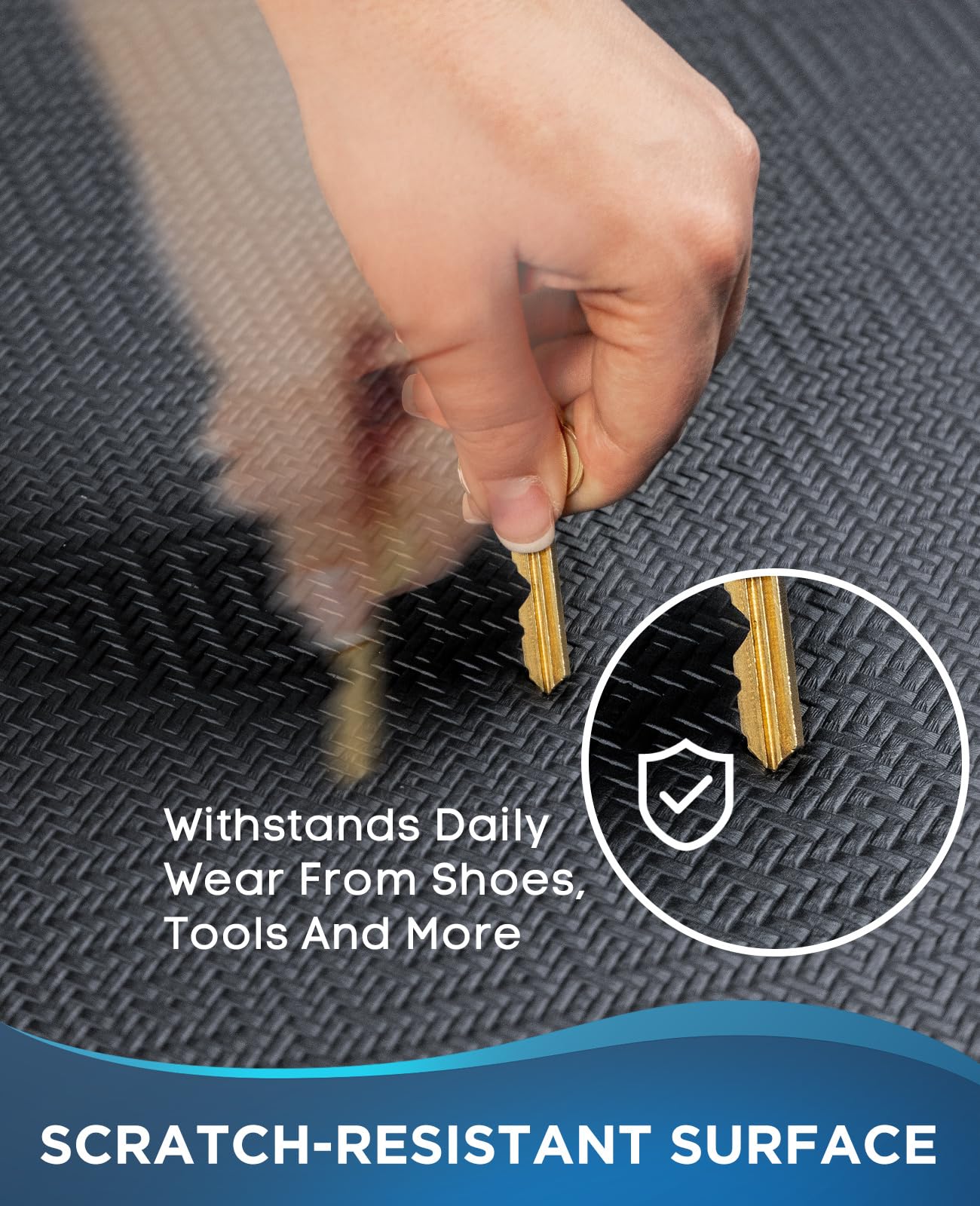 Ophanie kitchen mat in kitchen setting showcases ergonomic support during prep.