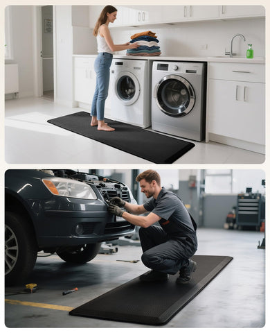 Ophanie black kitchen mat with modern, sleek look