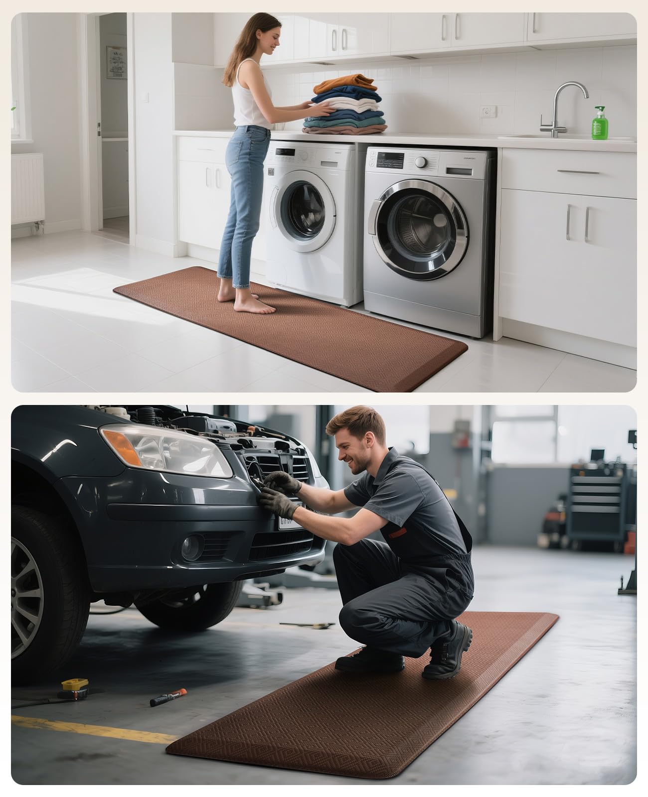 Ophanie kitchen mat office desk setup supports standing work with cushion.
