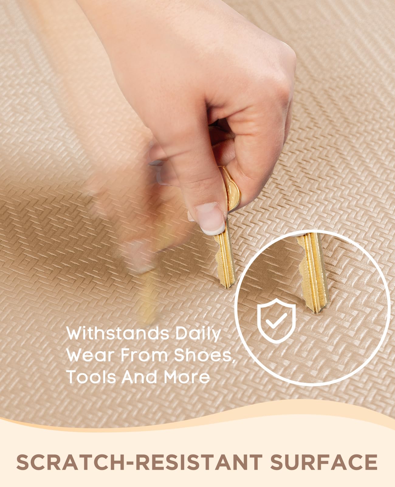 Ophanie mat's slip-resistant backing keeps it stable on dry floors.