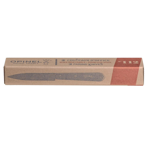 Close up blade of Opinel No 112 paring knife for precise prep