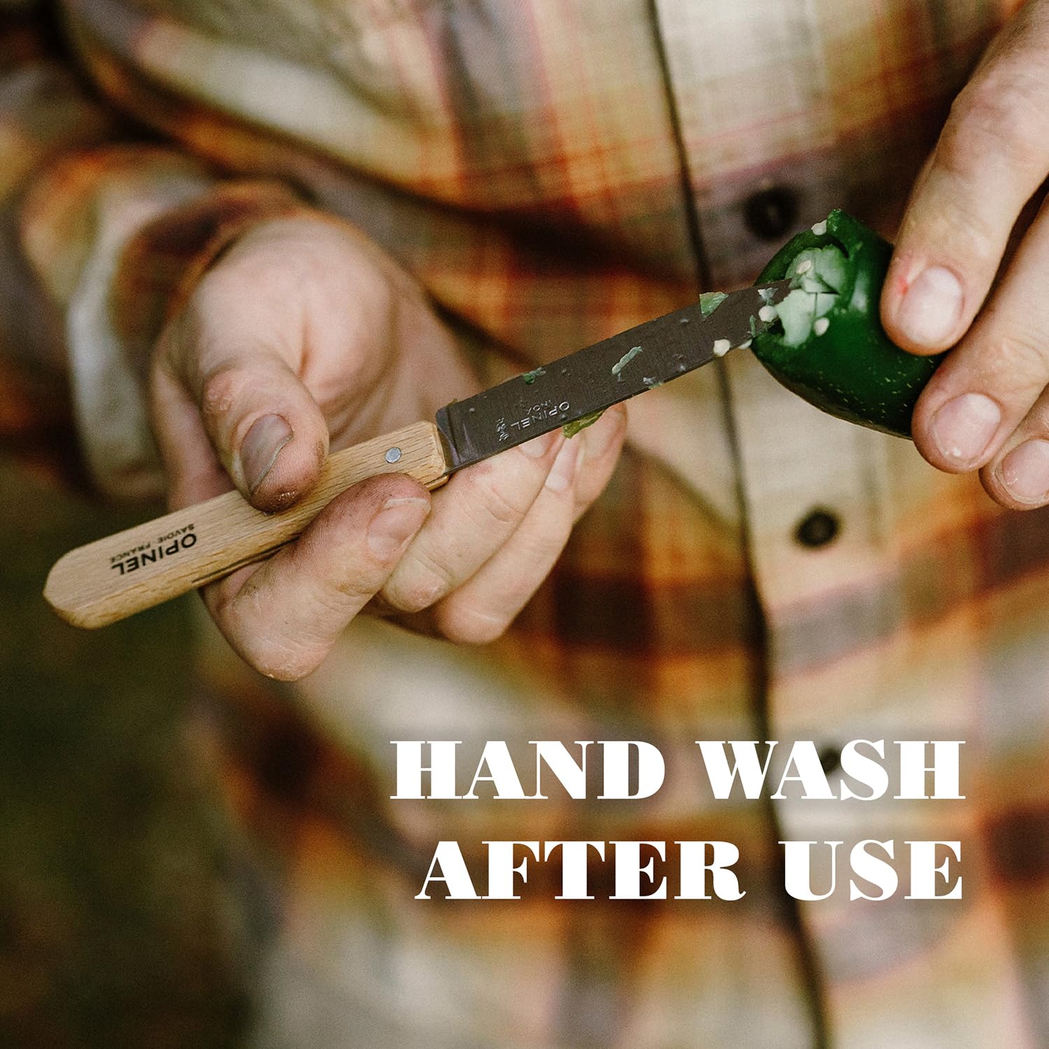 Peeling an apple with Opinel No 112 paring knife