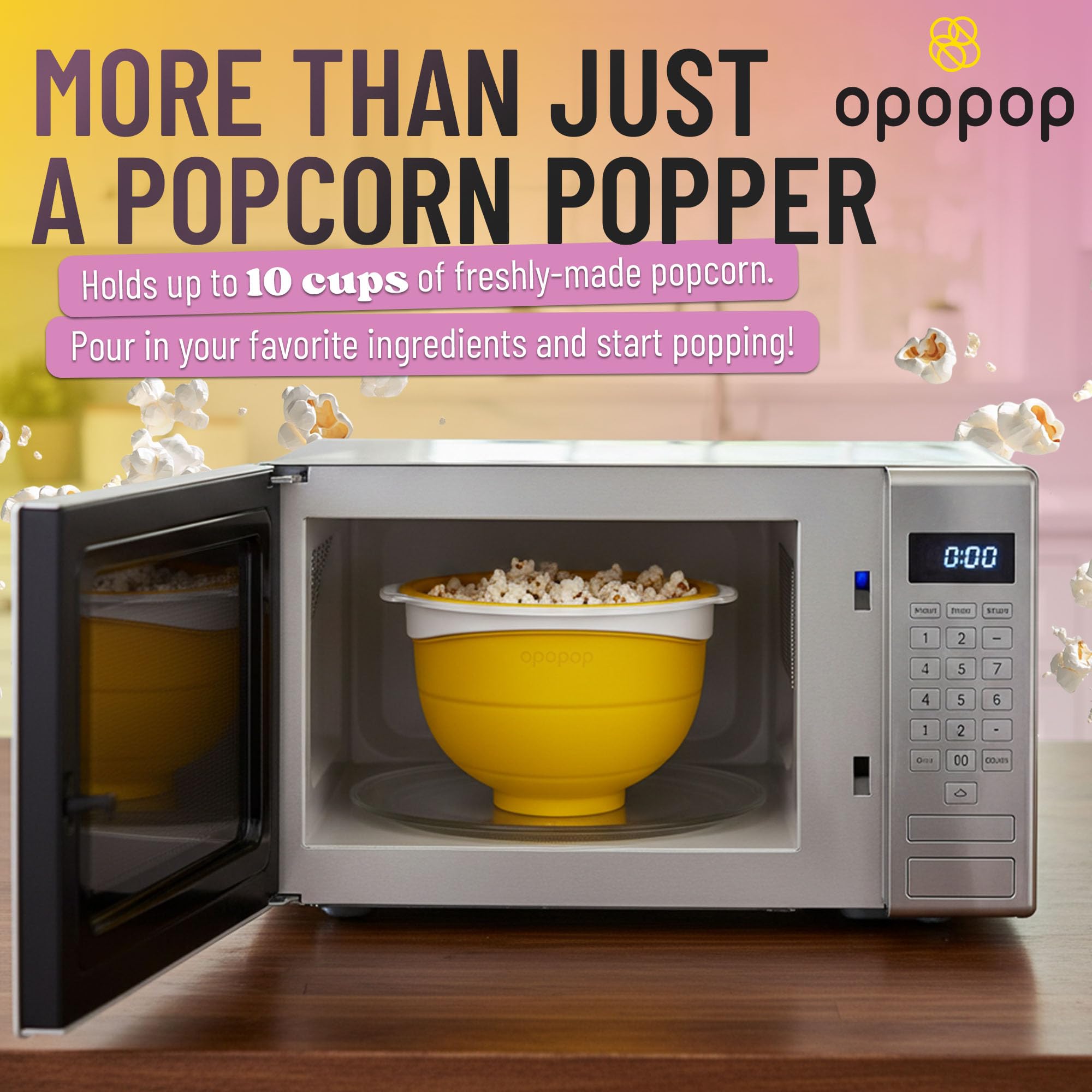 Opopop BPA-free, dishwasher-safe material ensures easy cleanup after popping.