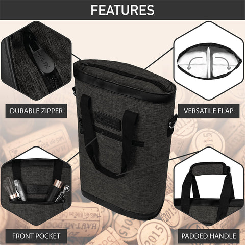 OPUX compact dimensions 8.5 x 4 x 14 inches fit standard 750ml bottles.