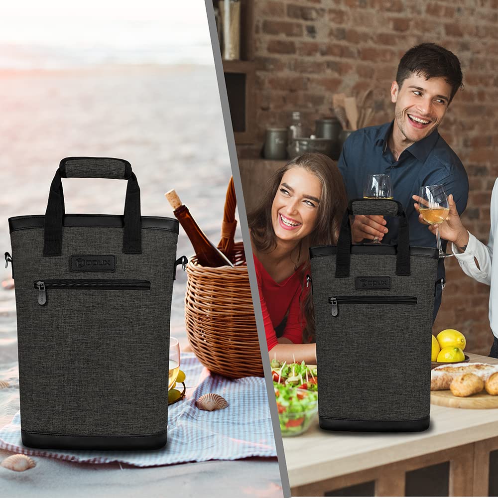 OPUX gift-ready charcoal grey wine tote ideal for wine lovers.