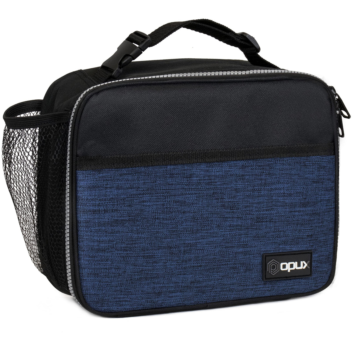 opux kids lunch bag navy front pocket keeps snacks organized for school