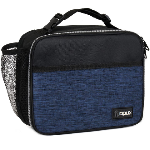 opux kids lunch bag navy front pocket keeps snacks organized for school