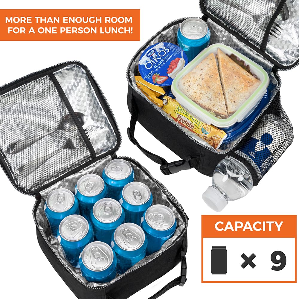 opux kids lunch bag navy wipe-clean liner for easy cleanup