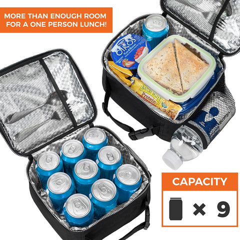 opux kids lunch bag navy wipe-clean liner for easy cleanup