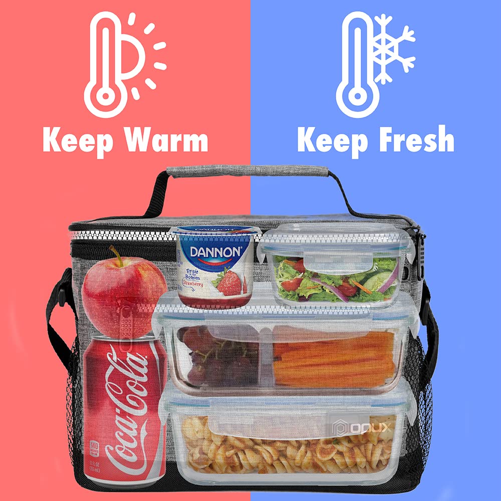 opux lunch bag with adjustable shoulder strap for hands-free carry