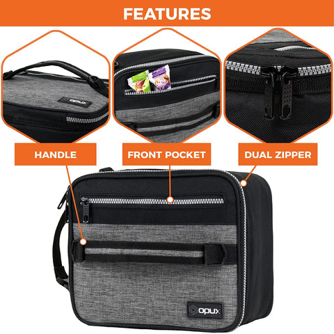 OPUX kids-friendly lunch bag with front pocket for supplies