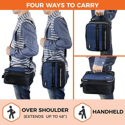 OPUX lunch bag interior mesh pocket for utensils storage.