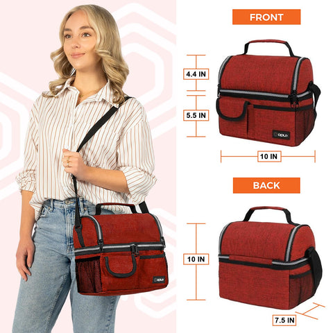 Opux lunch bag side mesh pocket stores water bottle or snacks