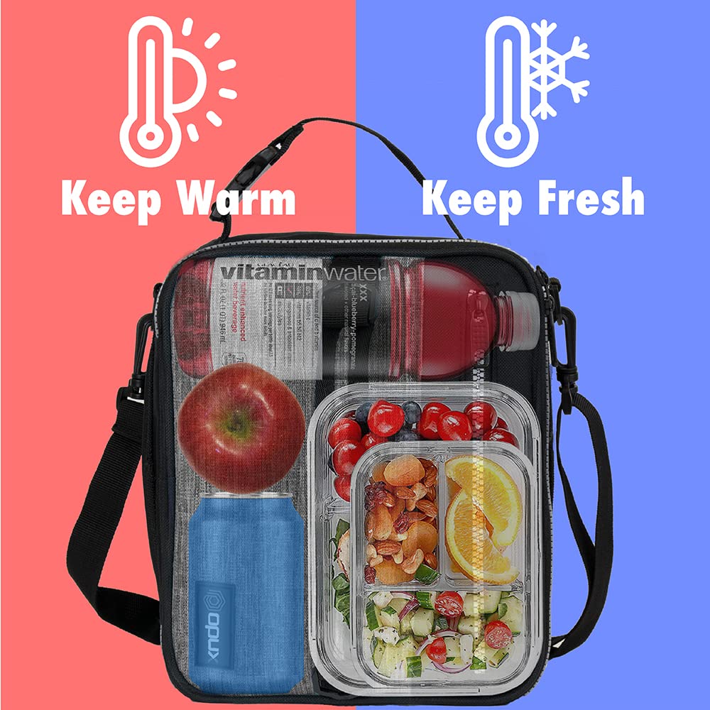 OPUX lunch box dimensions 10 x 8 x 5.5 inches fits backpacks