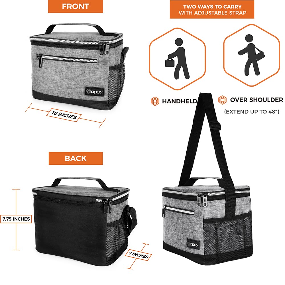 opux lunchbox showing water bottle pocket for drinks