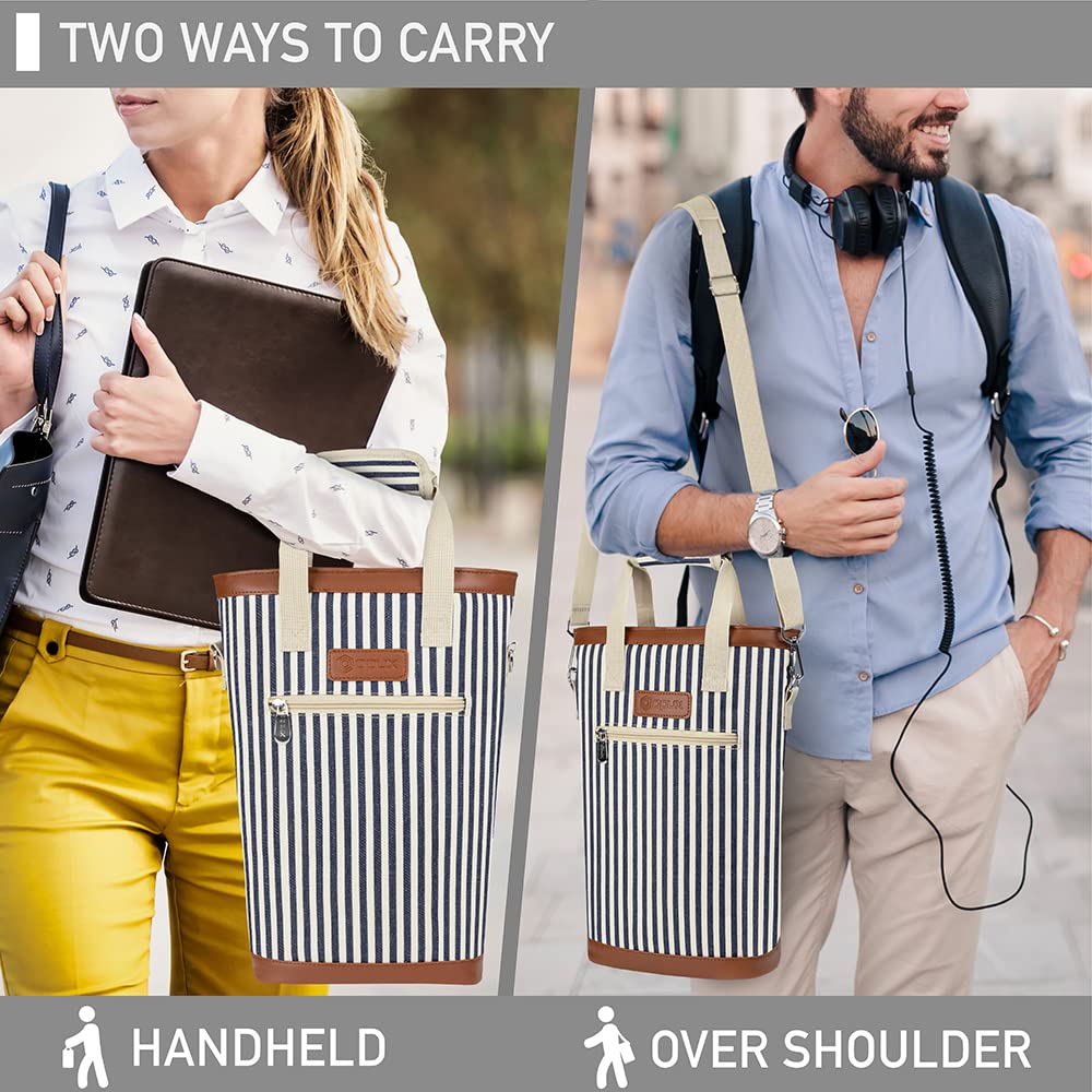 OPUX navy-stripes canvas tote stylish and versatile for events.