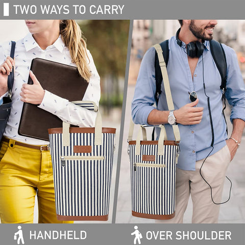 OPUX navy-stripes canvas tote stylish and versatile for events.