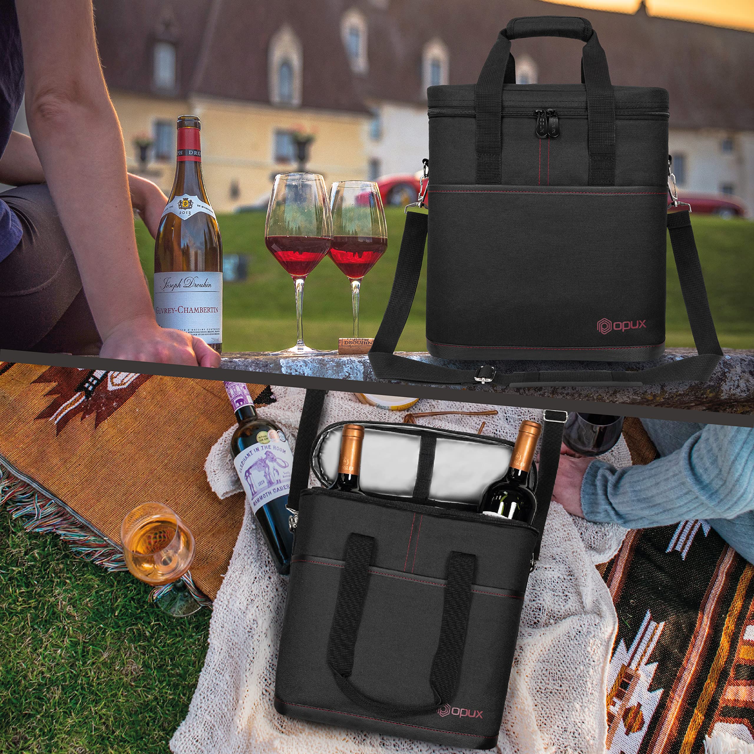 OPUX portable tote doubles as a compact luggage-friendly wine travel case.