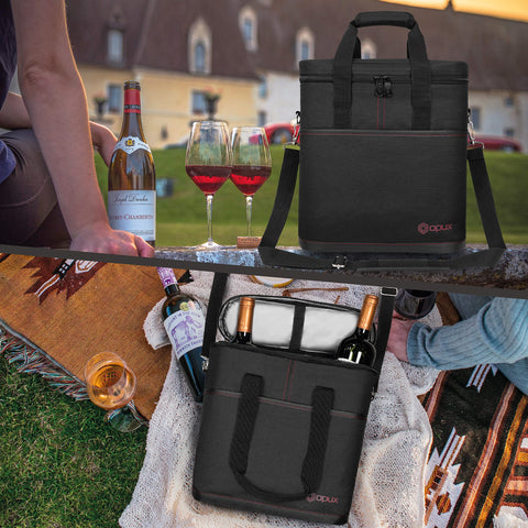 OPUX portable tote doubles as a compact luggage-friendly wine travel case.