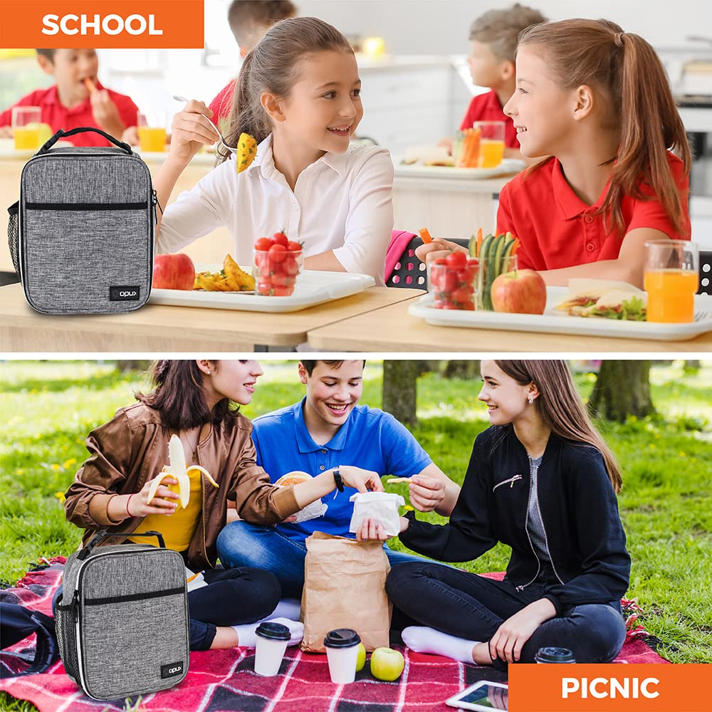 Opux compact lunch box fits neatly in backpacks for school or office
