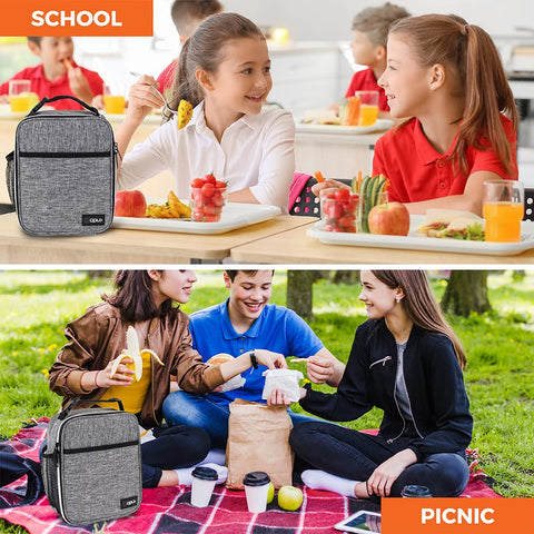 Opux compact lunch box fits neatly in backpacks for school or office