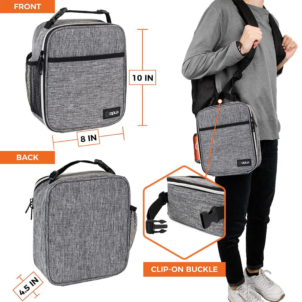 Opux lunch box front pocket keeps utensils and essentials organized