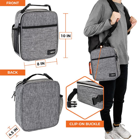 Opux lunch box front pocket keeps utensils and essentials organized