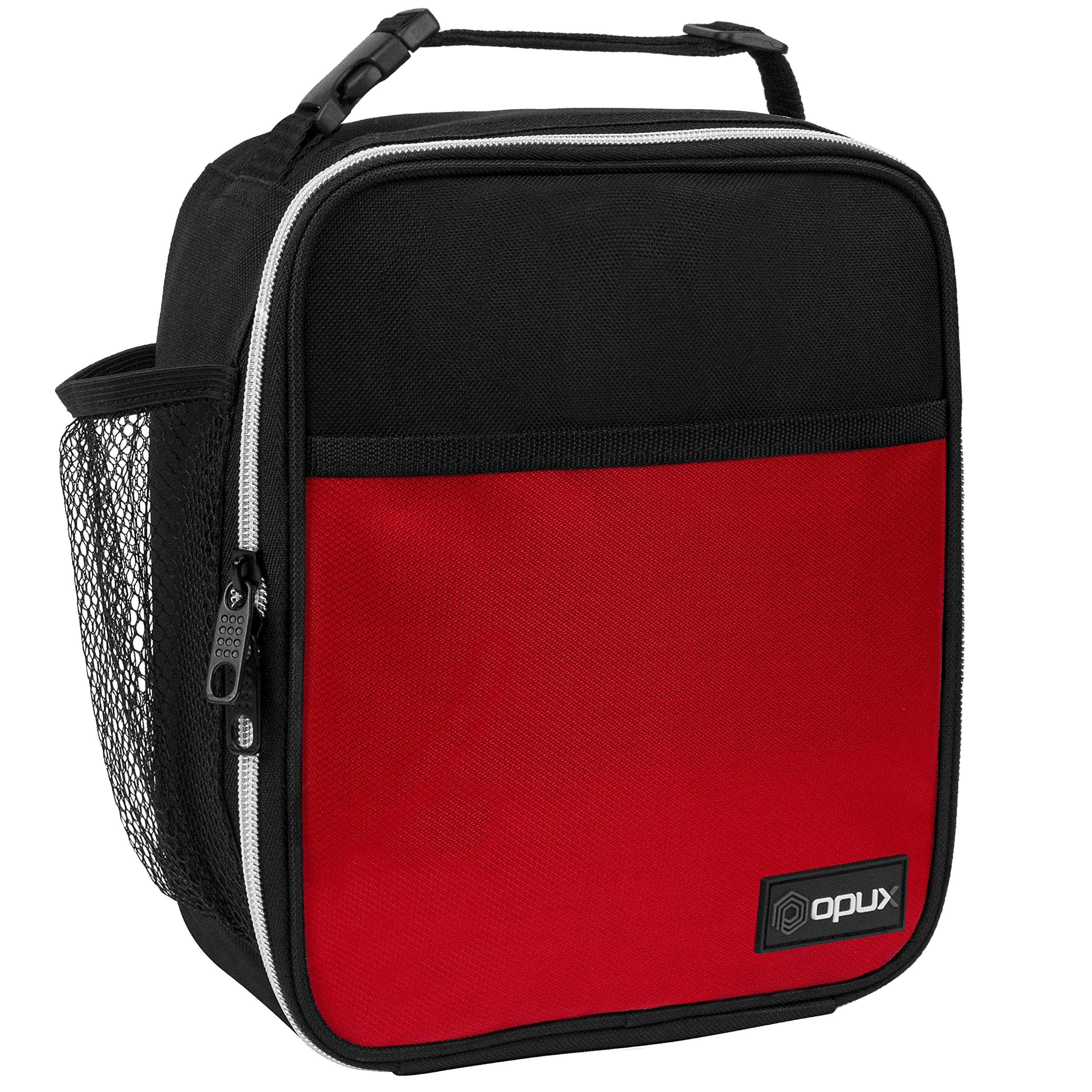 opux premium insulated lunch box red front view, portable all-day meal solution