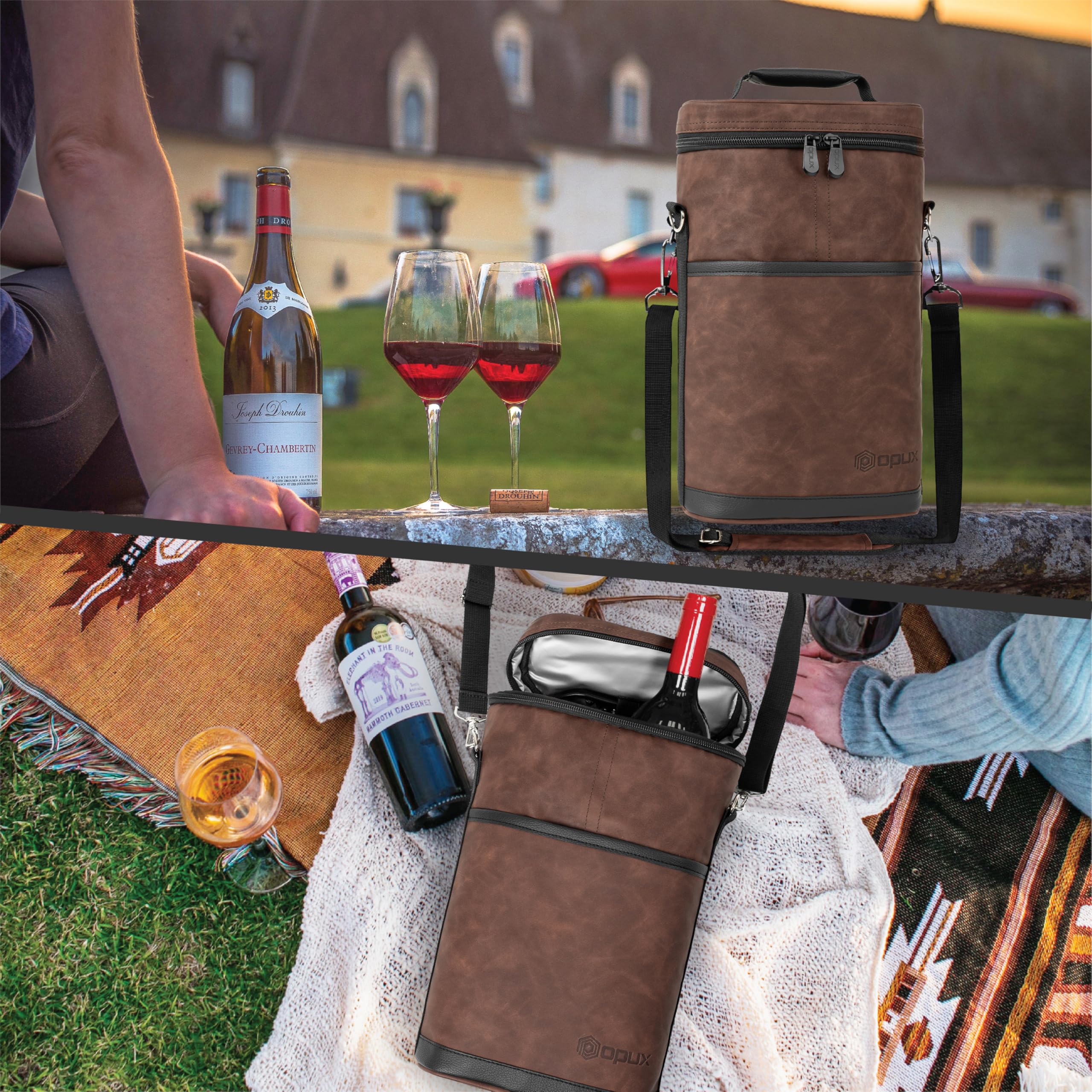 OPUX premium wine tote with insulated padding for safer transport.