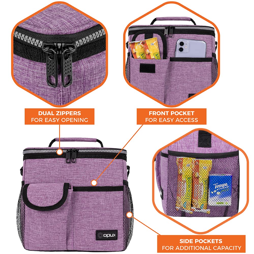OPUX purple lunch bag suitable for adults and kids