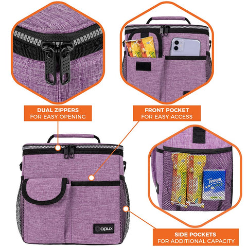 OPUX purple lunch bag suitable for adults and kids