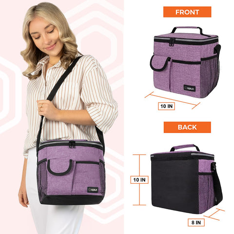 OPUX lunch bag with side mesh bottle holders for beverages