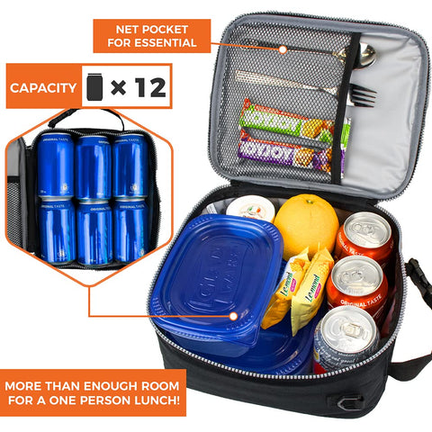 OPUX soft, compact lunch bag fits easily in a backpack.