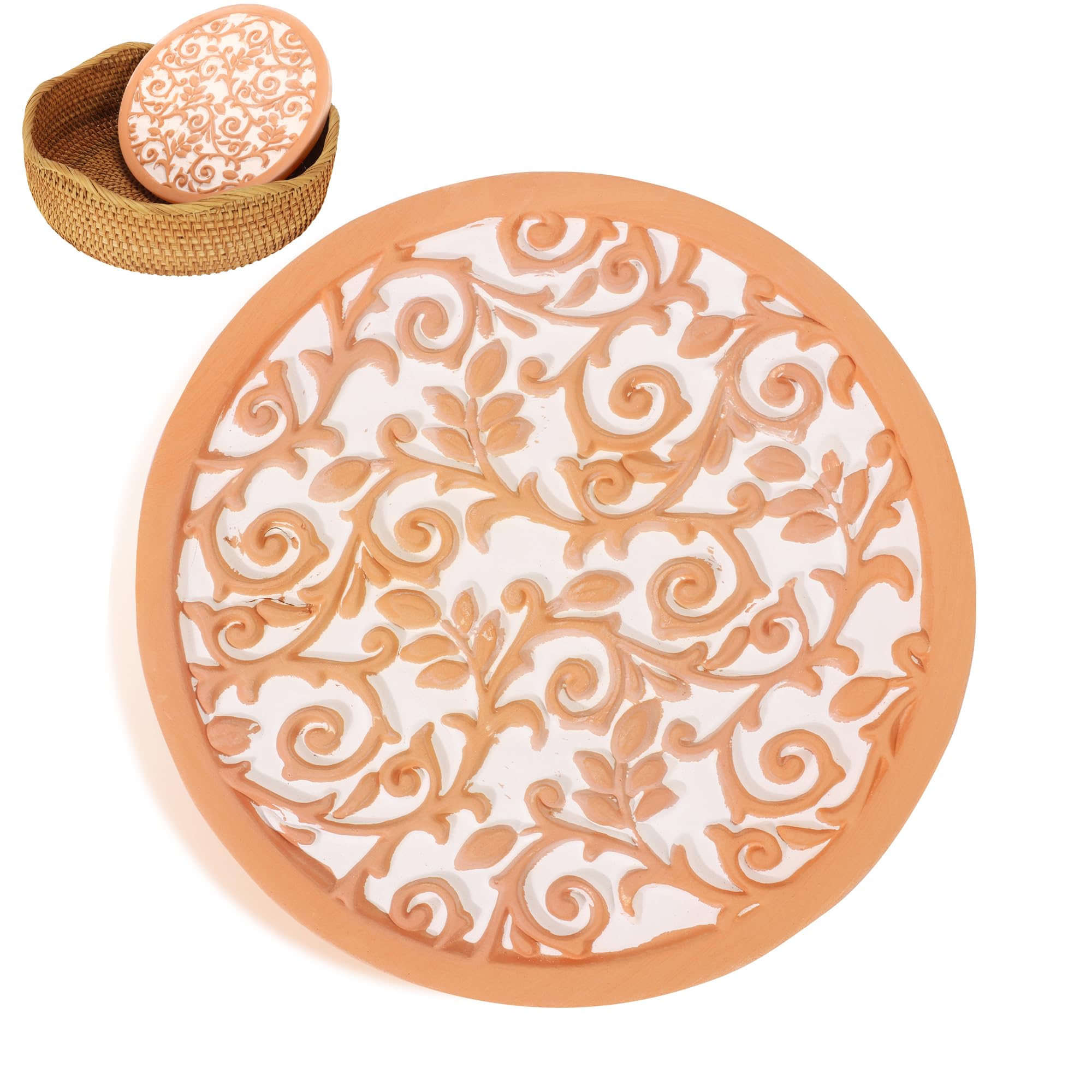 Oranbulb Terra Cotta Bread Warmer 9inch round keeps bread warm at table