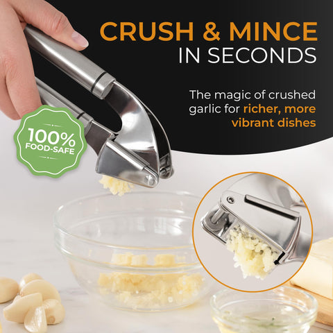 Orblue garlic press color options add style while keeping prep safe.