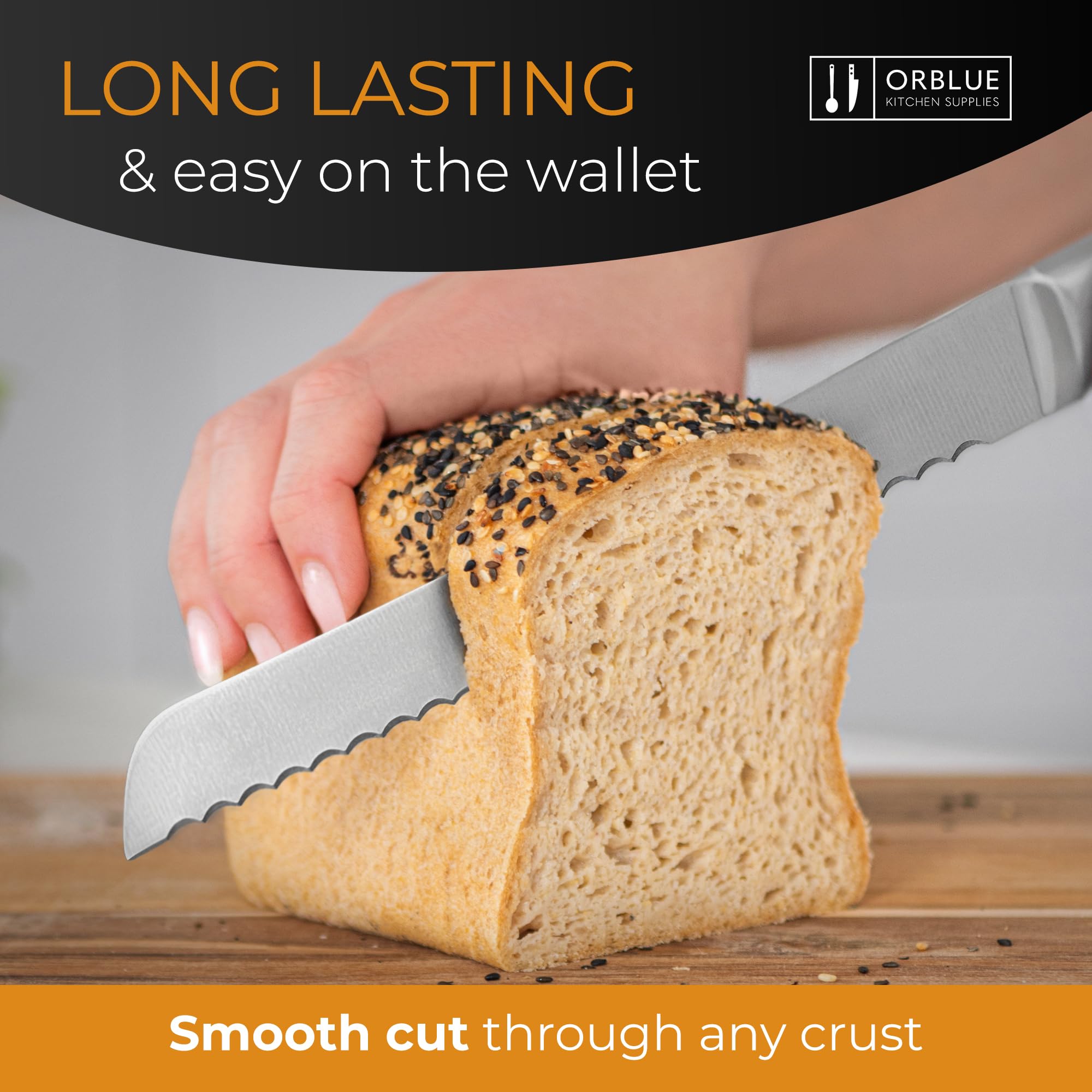 Orblue Serrated Bread Knife 8-inch blade designed for precise slicing