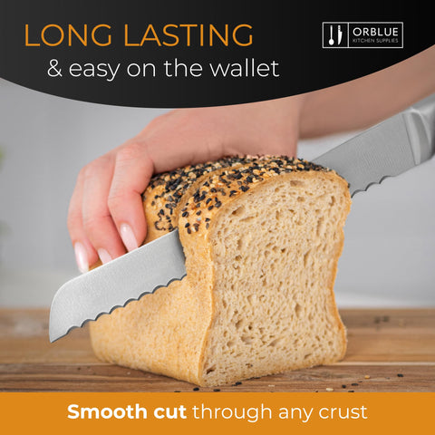 Orblue Serrated Bread Knife 8-inch blade designed for precise slicing