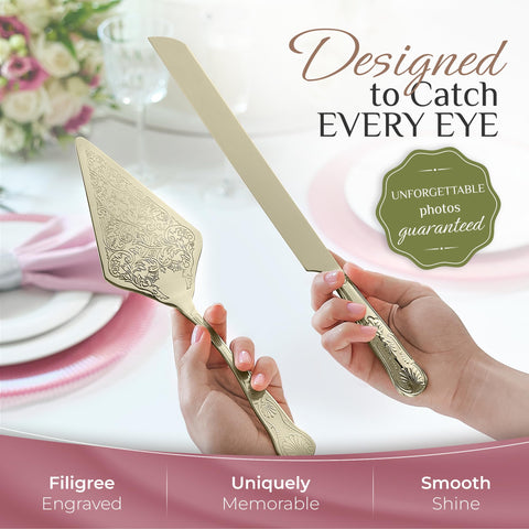 Orblue wedding cake server sleek-handle detail for comfortable serving