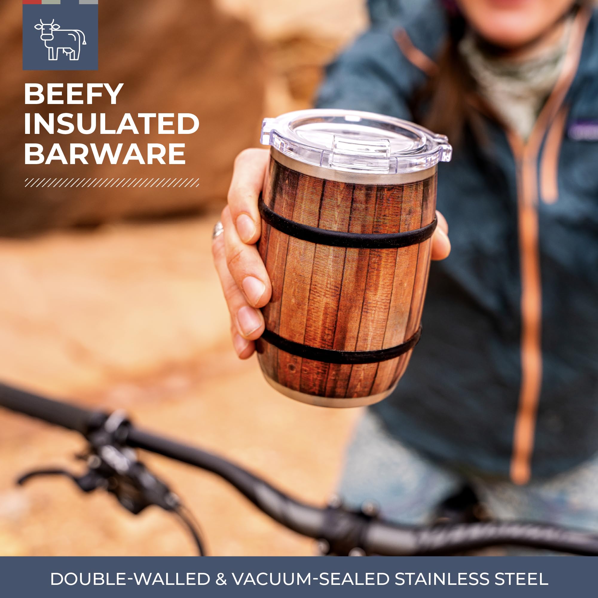ORCA Barrel 12oz dark oak exterior showcases premium look and durability.